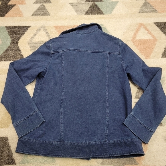 Thought Denim Chambray Stretch Moto Jean Jacket Size 12 - Picture 4 of 5